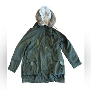 Z&I Women's Outerwear Sherpa Lined Olive Green Jacket Coat Size Medium